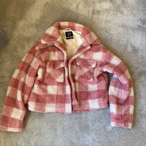 pink plaid teddy jacket